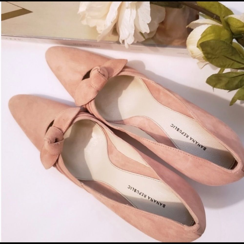 Banana Republic Pink Suede Leather Made in Italy Heels Women’s Size 7.5 EUC